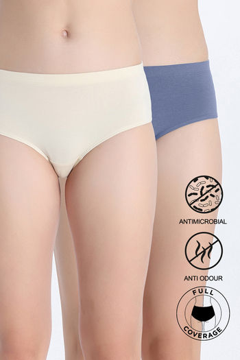 Buy Zivame Medium Rise Full Coverage Hipster Panty (Pack of 2) - Multicolor